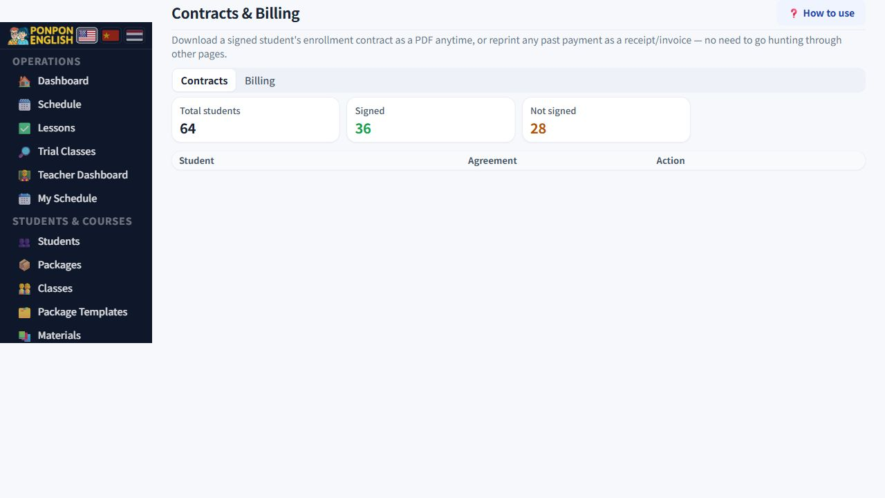 Contracts & Billing: agreements and billing access.